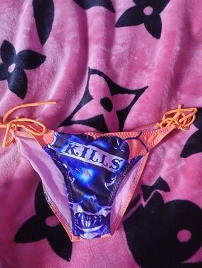 Ed Hardy Skull Bikini Bottoms in Neon Orange and Blue